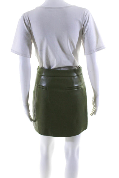 Toccin x RTR. Womens Faux Leather Zippered A Line Short Mini Skirt Green Size 4