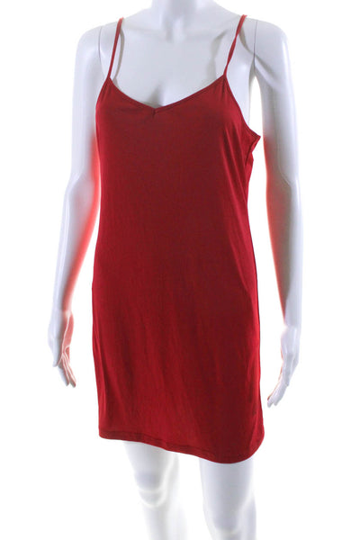 Toccin Womens V Neck Sleeveless Spaghetti Strap Short Slip Dress Red Size M