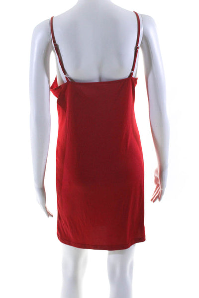 Toccin Womens V Neck Sleeveless Spaghetti Strap Short Slip Dress Red Size M