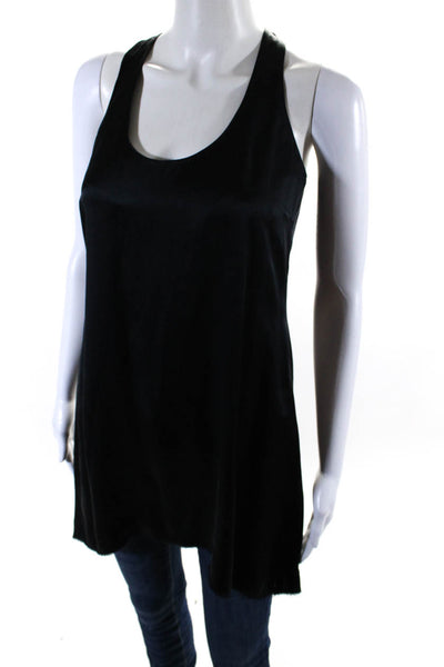 Vince Womens Silk Scoop Neck Racerback Pullover Tank Top Blouse Black Size XS