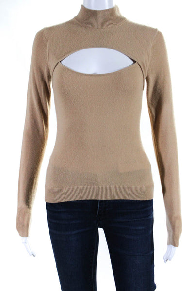 Intermix Womens Cashmere Long Sleeves Turtleneck Sweater Beige Size Petite