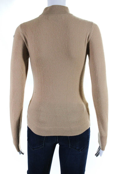 Intermix Womens Cashmere Long Sleeves Turtleneck Sweater Beige Size Petite