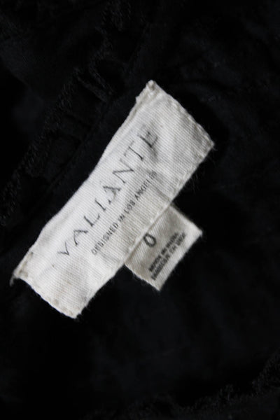 Valiante Womens Crochet Trim A Line Tiered Dress Black Cotton Size 0