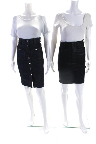 7 For All Mankind Sam Edelman Womens Denim Skirts Navy Blue Black Size 25 Lot 2