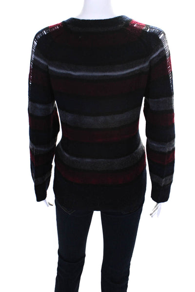 Raquel Allegra Womens Striped Long Sleeved Pullover Sweater Navy Red Gray Size 1