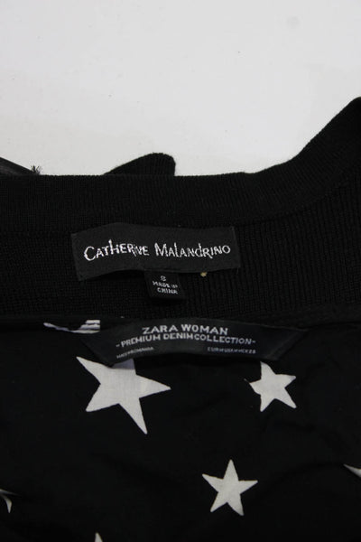 Catherine Malandrino Zara Womens Geometric Blouse Tops Black Size S M Lot 2