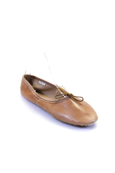 Lanvin Womens Slip On Bow Round Toe Ballet Flats Brown Leather Size 36