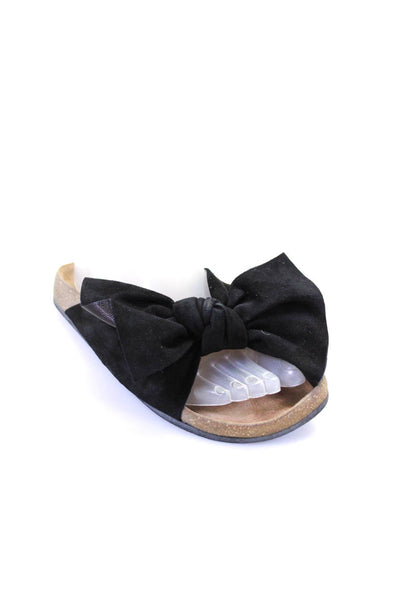 Ulla Johnson Womens Knotted Bow Slide Sandals Black Suede Size 36