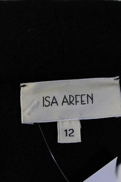 Isa Arfen Womens Cold Shoulder Square Neck Shift Dress Black Wool Size 12