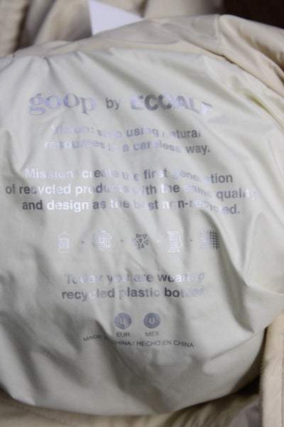 Goop by Ecoalf Womens Beige Hooded 3/4 Sleeve Puffer Poncho Coat Jacket Size OS