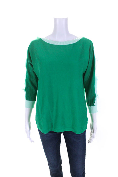 Lily Pulitzer Womens Cotton Bow Tied Long Sleeve Colorblock Sweater Green Size M