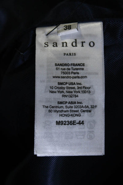 Sandro Paris Womens Cotton Toggle Buttoned Round Neck Coat Navy Size EUR38
