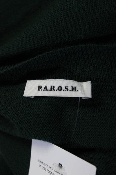 P.a.r.o.s.h. Womens Green Wool Distress Long Sleeve Cardigan Sweater Top Size M