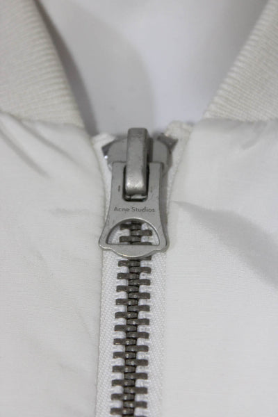 ACNE Studios Womens White High Neck Full Zip Long Sleeve Bomber Jacket Size 40