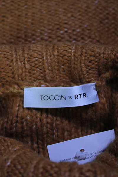 Toccin x RTR. Womens Long Sleeved Tied Waist Turtleneck Sweater Orange Size S
