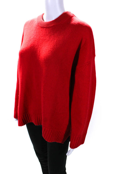 ALC Women's Crewneck Long Sleeves Ribbed Hem Pullover Sweater Red Size XS