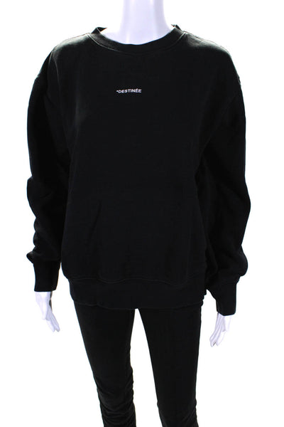Zadig & Voltaire Women's Crewneck Long Sleeves Graphic Sweatshirt Black Size M