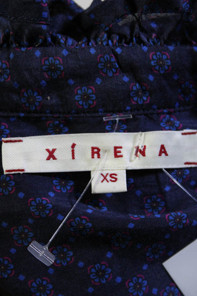 Xirena Women's Round Neck Long Sleeves Button Down Floral Blouse Size XS