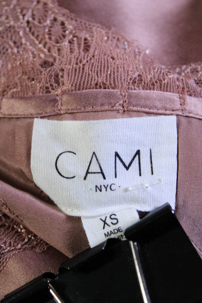 Cami Women's Square Neck Lace Trim Spaghetti Straps Tank Top Pink Size XS