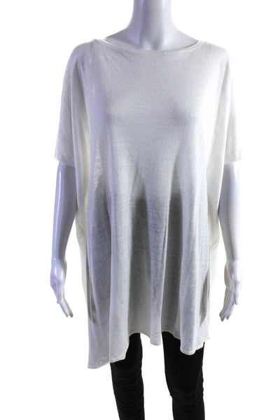 Amina Rubinacci Womens Short Sleeve Oversized Linen Shirt White Size IT 44