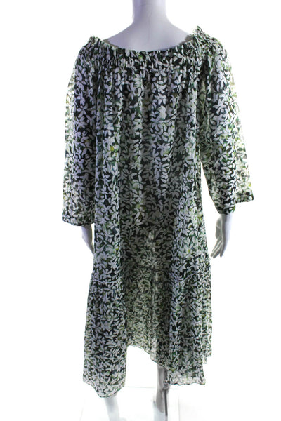 On The Island Womens Off Shoulder 3/4 Sleeve Floral Midi Dress Green White IT 44
