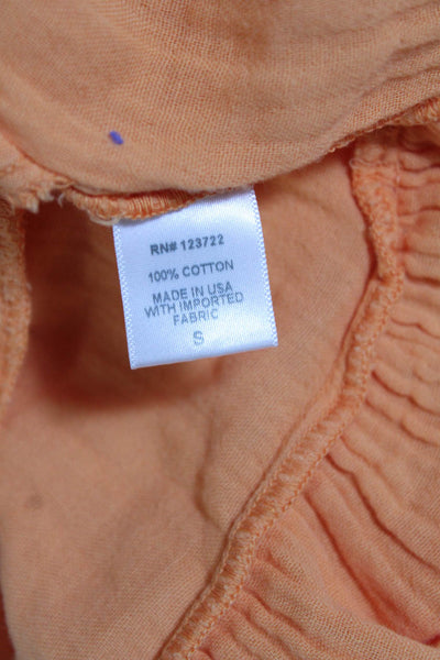 Xirena Womens Orange Cotton Textured V-Neck Sleeveless Belt Tiered Dress Size S