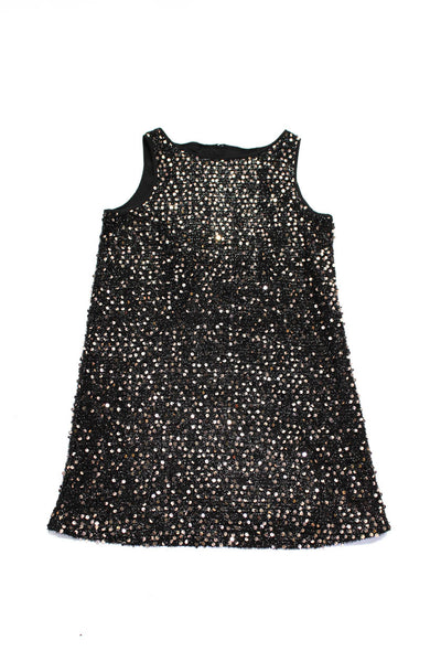 Milly Minis Girls Sequin Sleeveless Shift Dress Black Gold Size 10