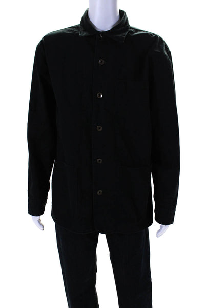 Imperfects Mens Organic Cotton Button Collared Long Sleeve Jacket Navy Size 2XL