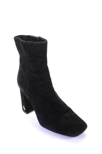 Sam Edelman Womens Block Heel Square Toe Ankle Boots Black Suede Size 8