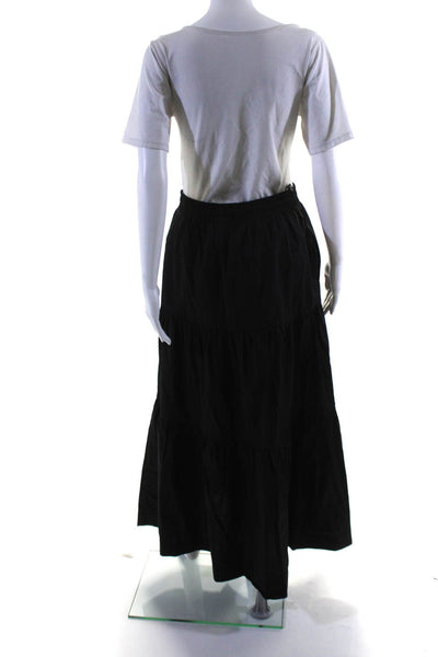 NIA Womens Pull On A Line Maxi Skirt Black Cotton Size Medium