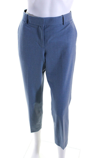 Theory Womens Mid Rise Slim Leg Pleated Crop Pants Light Blue Wool Size 2