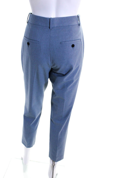 Theory Womens Mid Rise Slim Leg Pleated Crop Pants Light Blue Wool Size 2