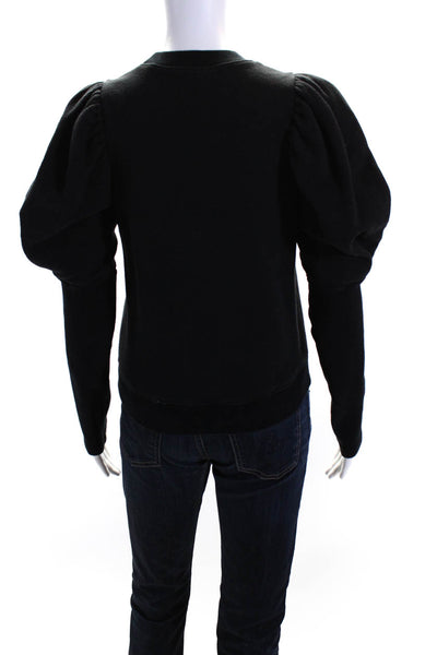 Ulla Johnson Womens Puff Sleeve Crew Neck Pullover Sweatshirt Black Size Small