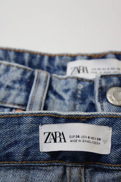 Zara Women's Button Fly Light Wash Straight Leg Denim Pant Size 6 Lot 2