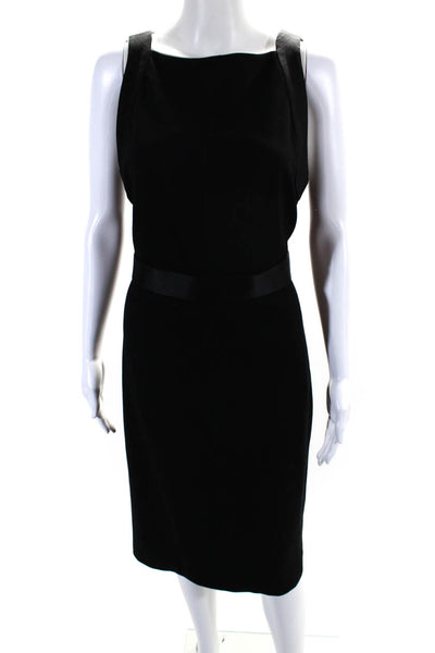 Jason Wu Womens Belted Zipped Round Neck Sleeveless Midi Gown Black Size 12