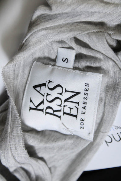 Karssen Zoe Karssen Womens Light Gray Graphic Scoop Neck Tee Top Size S