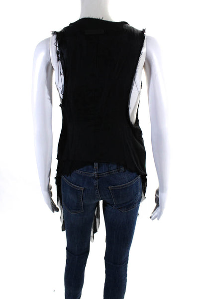 Henry Beguelin Womens Black Cotton Front Pockets Sleeveless Vest Jacket Size 1
