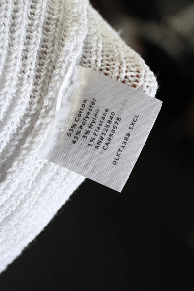 Intermix Womens Knit Puff Sleeve Ruffle Trim Sweetheart Blouse White Size P