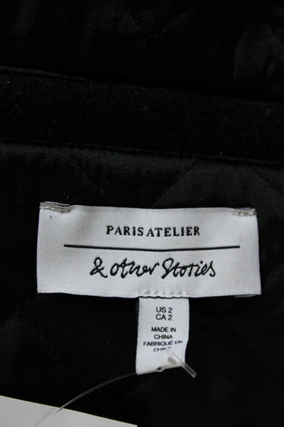 Paris Atelier + Other Stories Womens Wool Fringe Shacket Black Size 2
