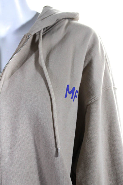Mayfair Group Womens I Cry A Lot Graphic Oversize Hooded Jacket Beige Blue S/M