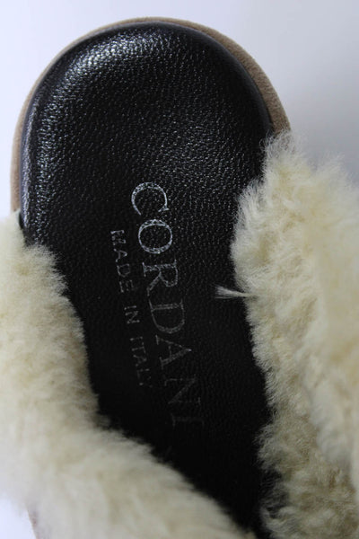 Cordani Womens Wedge Heel Platform Shearling Lines Mules Brown Suede Size 36