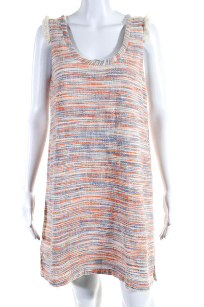 Lilla P Womens Orange/Gray Textured Scoop Neck Sleeveless A-Line Dress Size S