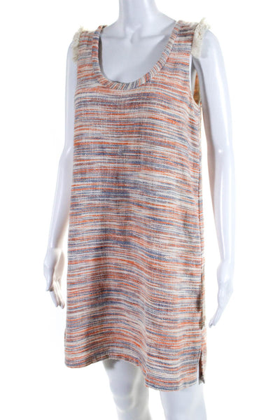 Lilla P Womens Orange/Gray Textured Scoop Neck Sleeveless A-Line Dress Size S