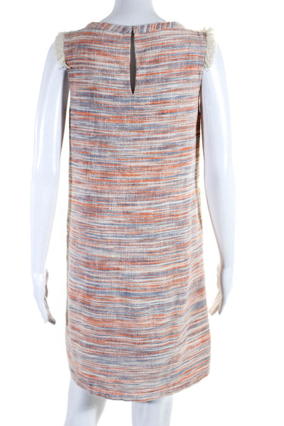 Lilla P Womens Orange/Gray Textured Scoop Neck Sleeveless A-Line Dress Size S