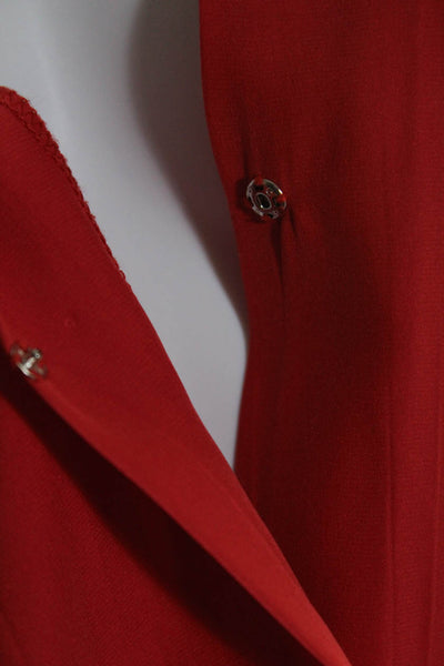 Designer Womens Red/Orange Silk V-Neck Belt Sleeveless Romper Size S/M