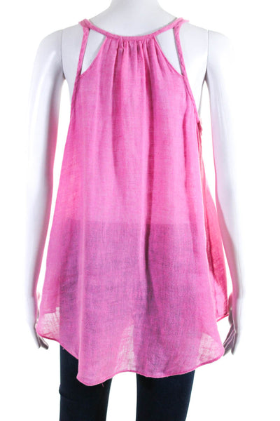 Calypso Saint Barth Womens Pink Linen Scoop Neck Sleeveless Tank Top Size XS