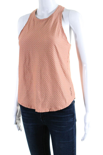 Koral Womens Orange Textured Crew Neck Racerback Sleeveless Tank Top Size S