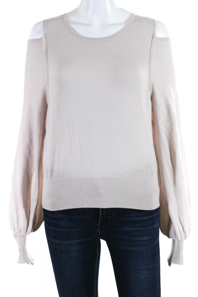 Vince Womens Beige Wool Crew Neck Cold Shoulder Pullover Sweater Top Size S