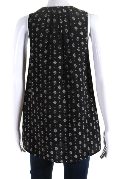 Joie Womens Black Printed Silk V-Neck Sleeveless Blouse Top Size S