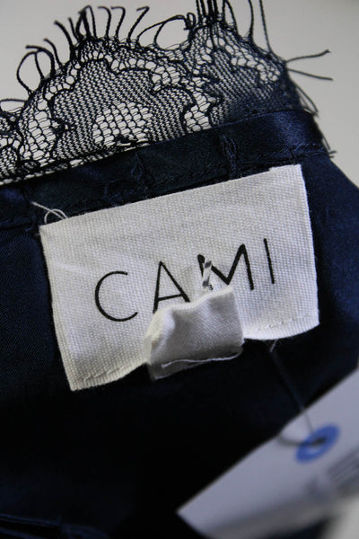 Cami Women's Square Neck Spaghetti Straps Lace Trim Tank Top Blue Size S